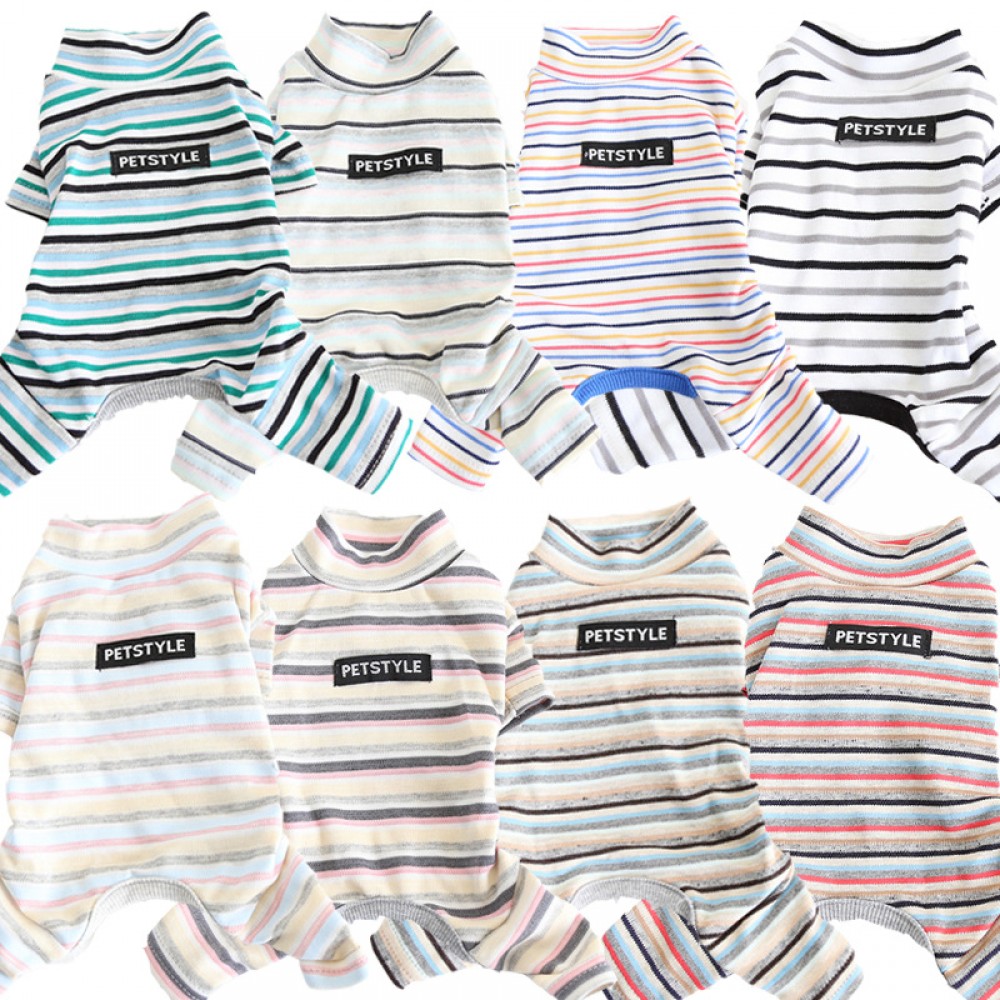 Petstyle spring and summer new colorful cotton striped leggings cotton four-legged pajamas dog clothes