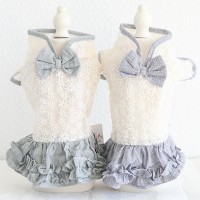 Petstyle spring and summer new full embroidered daisy retro skirt Republic of China dress dog clothes cat