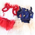 Petstyle spring and summer new style embroidered yarn collar tutu skirt western style dress dog clothes cat