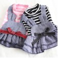 Petstyle spring and summer new bear stripe denim skirt strap dress dog clothes cat skirt