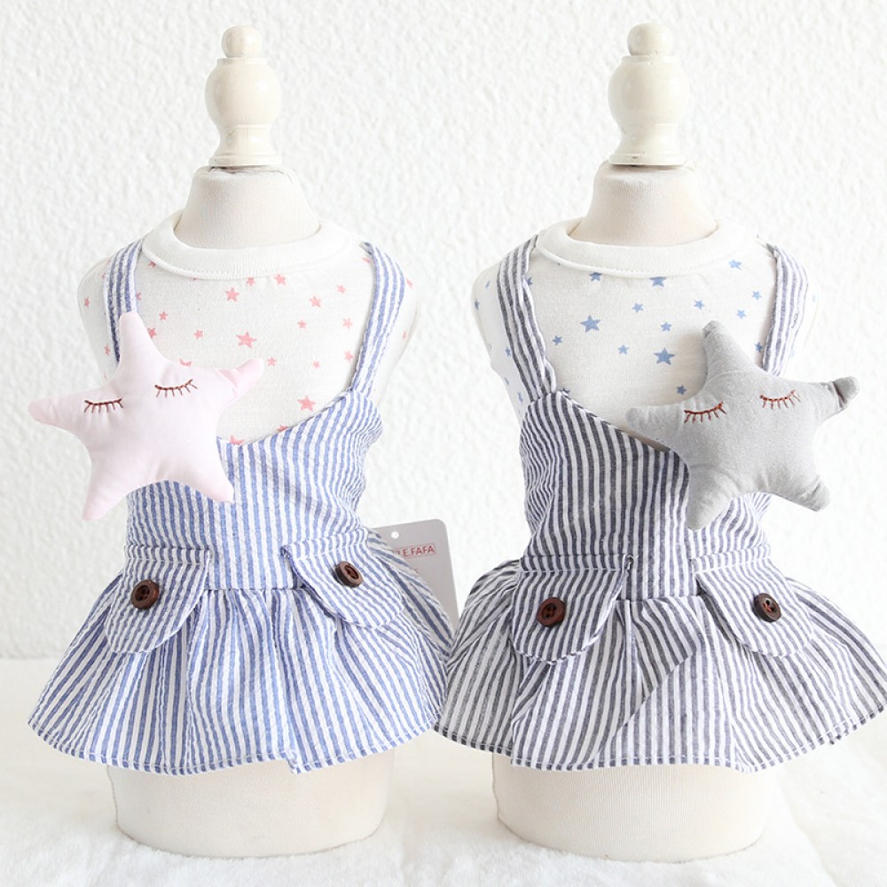 Petstyle spring and summer new stars fake two-piece strap skirt cute dress dog clothes cat