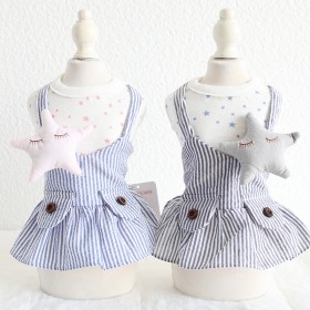Petstyle spring and summer new stars fake two-piece strap skirt cute dress dog clothes cat