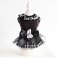 Petstyle spring and summer new sweet rabbit round neck plaid skirt dress dog clothes cat skirt