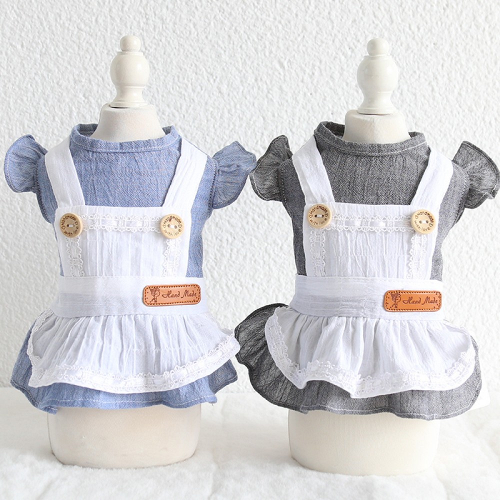Petstyle spring and summer new simple cotton yarn maid skirt dress dog clothes cat skirt