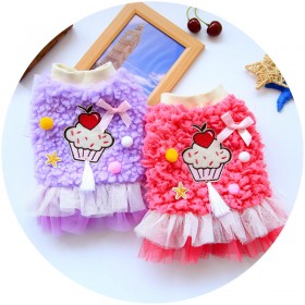 Petstyle autumn and winter new thickened sweetheart cake velvet cotton skirt Teddy pet clothes dog clothing