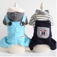 Petstyle autumn and winter new thick wool hooded four-legged teddy pet dog with hooded clothes