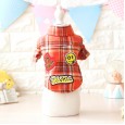 Petstyle Spring and Autumn Patch Plaid Shirt Teddy Bear Bear Dog Autumn and Winter Clothes
