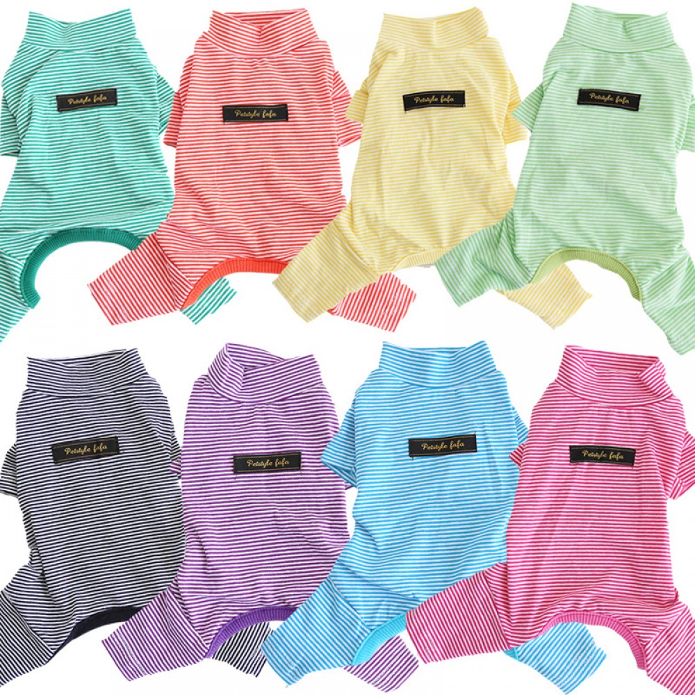 Petstyle autumn and winter cotton thin stripe eight-color striped leggings pet clothes dog clothing pajamas