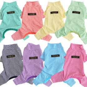 Petstyle autumn and winter cotton thin stripe eight-color striped leggings pet clothes dog clothing pajamas