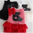 Petstyle cotton autumn and winter new style No. 5 double bow small fragrant cotton skirt pet clothes dog clothing