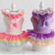 Petstyle autumn and winter new fur ball rainbow skirt pet clothes dog clothing