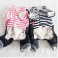Petstyle autumn and winter new striped white label denim four-legged clothes pet clothes dog clothing