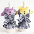 Petstyle autumn and winter new candy wooden buckle plaid skirt pet clothes dog clothing