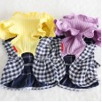 Petstyle autumn and winter new candy wooden buckle plaid skirt pet clothes dog clothing