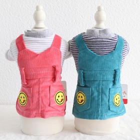 Petstyle Autumn and Winter New Smile Retro Stripe Strap Dress Pet Clothes Dog Clothing