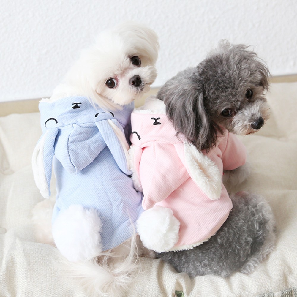 petstyle winter sweet sleeping rabbit fur ball fleece pet clothes dog warm two-layer clothes funny transformation