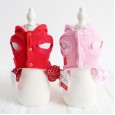 petstyle autumn and winter plaid rabbit bow sweater fleece dog plus velvet two-padded coat cat turned funny