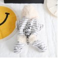 petstyle autumn and winter full stripe printed hooded four-legged pet dog casual cotton padded thick one-piece suit