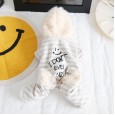 petstyle autumn and winter full stripe printed hooded four-legged pet dog casual cotton padded thick one-piece suit