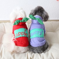 Petstyle autumn and winter fruit patch sweater pet clothes dog clothing thick quilted cat clothing