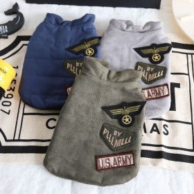 Petstyle autumn and winter military badge fleece vest pet clothes dog clothing soldier military cats and dogs