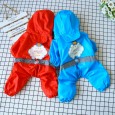QC AM hot flower luminous small and medium dog raincoat pet dog clothes four-legged waterproof raincoat