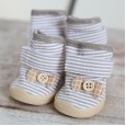 Petstyle striped button bow shoes breathable section beef tendon sole non-slip wear-resistant pet dog shoes