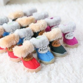Pet shoes Mocha solid color puppy dog shoes Teddy VIP snow boots cotton shoes warmer than bear shoes autumn and winter