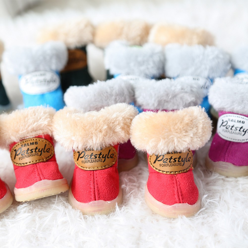 Pet shoes Mocha solid color puppy dog shoes Teddy VIP snow boots cotton shoes warmer than bear shoes autumn and winter