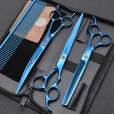 8.0 Inch Set Blue 3 Pack Pet Grooming Scissors Set Straight Cut Curved Scissors Pet Grooming Set