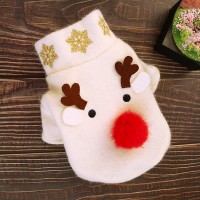 Christmas dog clothes pet cat costume Bomei Teddy white woolen coat autumn and winter coat big nose elk