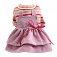 Pet dog dog cat spring and summer new clothes color stripe corduroy princess temperament skirt