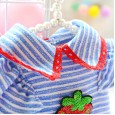 Pet cat dog clothes blue stripe small flying sleeve sequin strawberry shirt cute and comfortable Teddy little vest dog costume