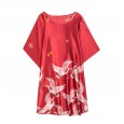 Yaoting large version of silk pajamas ladies summer bat sleeve nightdress female summer plus size home service DP1335