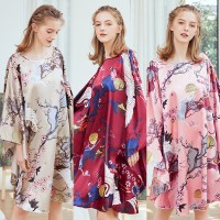 XL Yao Ting silk pajamas ladies summer bat sleeve nightdress female summer plus size home service 7795