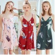 Yao Ting explosive silk sexy pajamas ladies summer lace sexy suspenders night skirt home service DQ1138