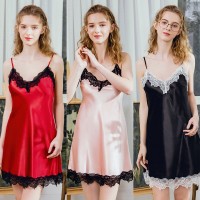Pajamas silk ladies summer nightdress lace sexy suspenders nightdress home service DQ1196