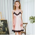 Pajamas silk ladies summer nightdress lace sexy suspenders nightdress home service DQ1196