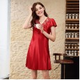 Yao Ting silk sexy nightdress ladies summer lace short-sleeved silk pajamas ladies summer home service