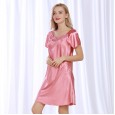 Yaoting classic silk pajamas ladies summer large size fat MM mid-length short-sleeved nightdress