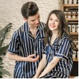 Yaoting classic silk couple pajamas female spring and summer striped short-sleeved home service suit TZ712 713