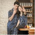 Yaoting classic silk couple pajamas female spring and summer striped short-sleeved home service suit TZ712 713