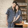 Yaoting classic silk couple pajamas female spring and summer striped short-sleeved home service suit TZ712 713
