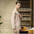 Yaoting classic silk pajamas men's summer long-sleeved pajamas home service two-piece suit TZ781