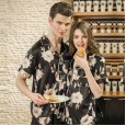 Yaoting classic silk couple pajamas female autumn short-sleeved shorts home service suit TZ716 717