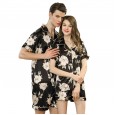 Yaoting classic silk couple pajamas female autumn short-sleeved shorts home service suit TZ716 717