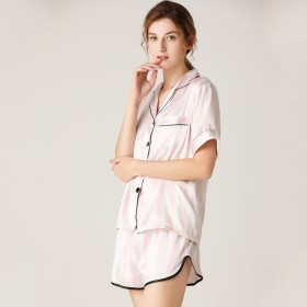 New female short-sleeved shorts pajamas suit simulation silk home service silk shorts shorts home wear DL