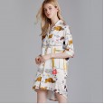 New spring and summer pajamas female silk thin section mid-sleeved nightdress female summer shirt skirt home service can be worn outside YT