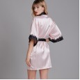 Pajamas ladies spring and summer new thin section F simulation silk sexy night robe bathrobe new morning robe home service YT
