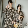 Spring and autumn summer simulation silk sexy couple pajamas suit Korean couple home service plus size pajamas ladies plus size